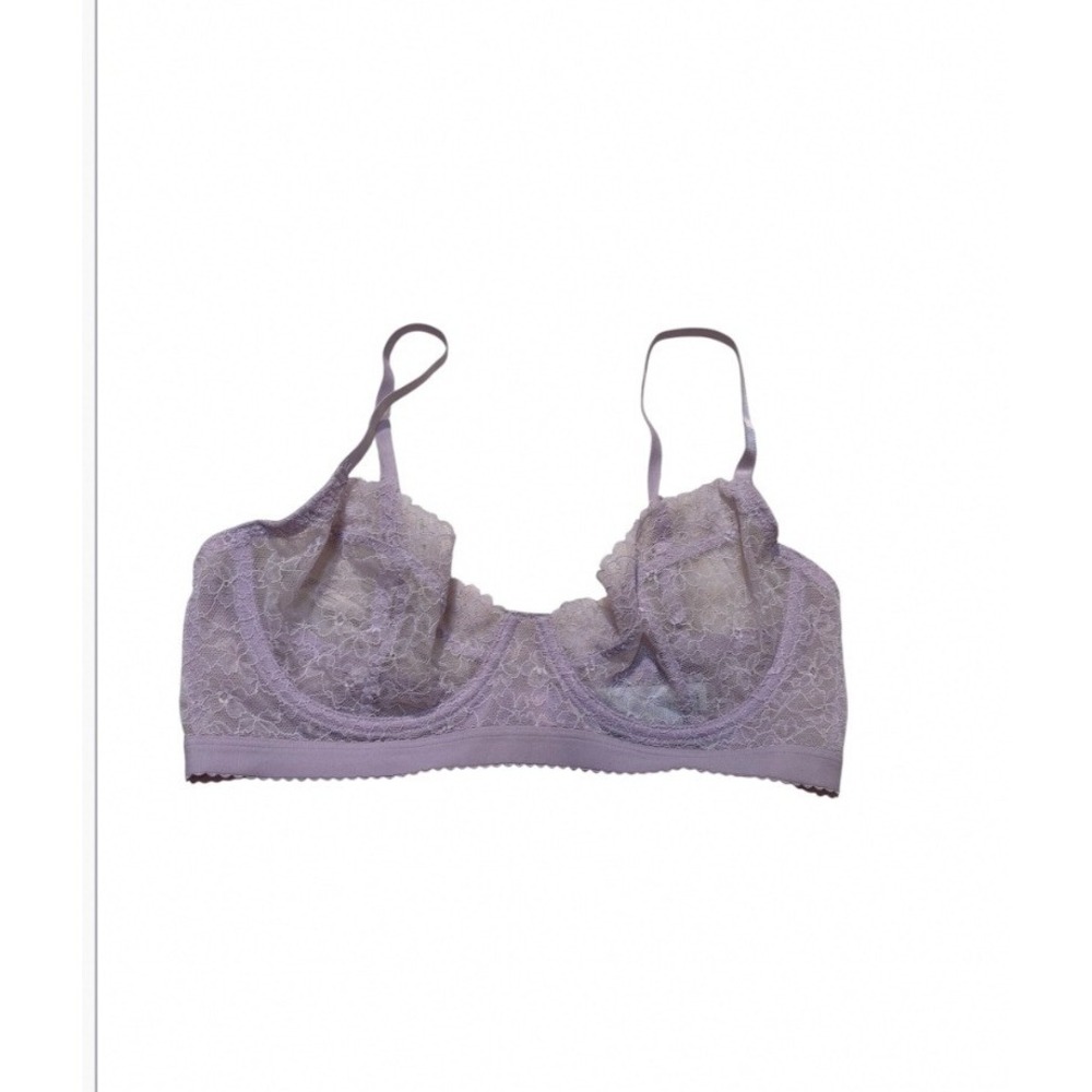 H&M Women's Size 36D Lace Bra Light Purple Lavender Balconette Sheer Stretch